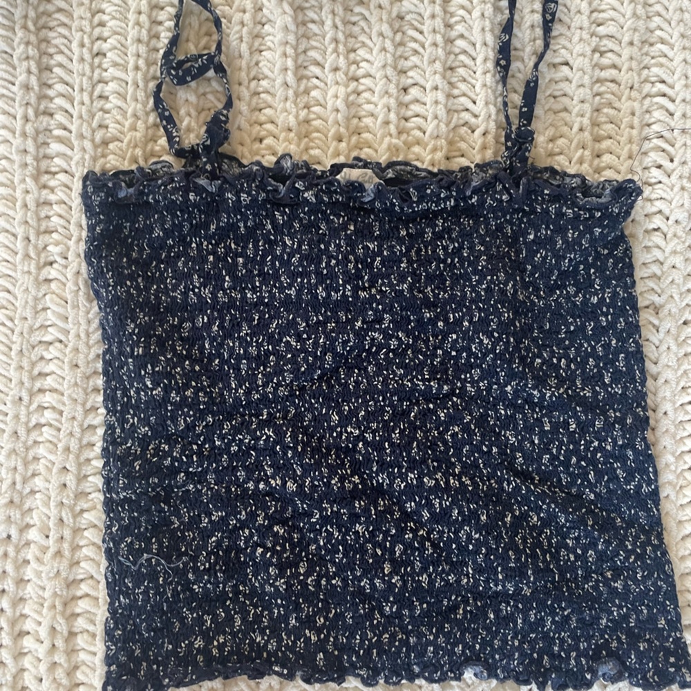 Blue and white cropped tank